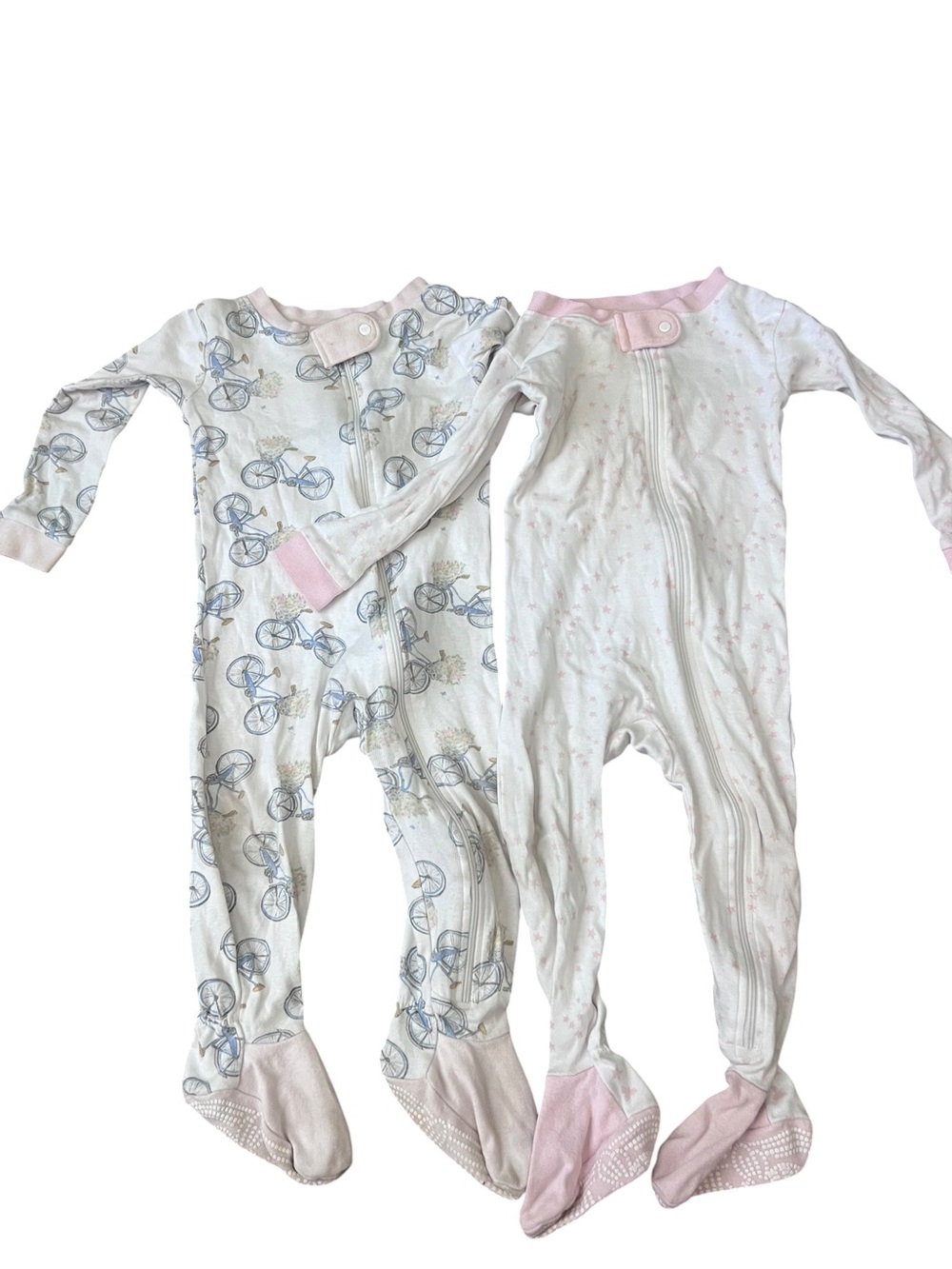 Burt's Bees Baby  Pink & White Baby Footed One-Piece Sleepers – Pack of 2 - 12M